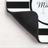 Modish starke Schwarzweiss-Streifen und Monogramm Mousepad (Ecke)