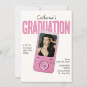 Modist pink white graduation einladung (Vorderseite)