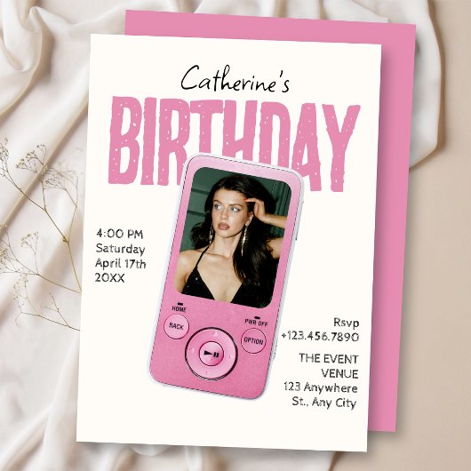 Modist rosa weißer Geburtstag  Einladung