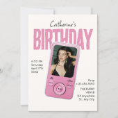 Modist rosa weißer Geburtstag  Einladung (Vorderseite)