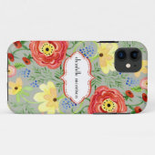 Modmoderne Blumenranunculus-Blatt-Rosen-Klammer Case-Mate iPhone Hülle (Rückseite (Horizontal))