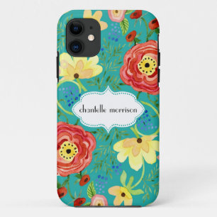 Modmoderne Blumenranunculus-Blatt-Rosen-Klammer iPhone 11 Hülle