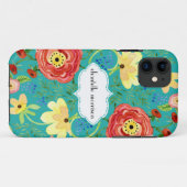 Modmoderne Blumenranunculus-Blatt-Rosen-Klammer Case-Mate iPhone Hülle (Rückseite (Horizontal))