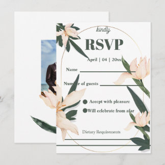 Modren blush pink floral Circle RSVP Card Einladung
