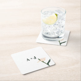 Modren blush pink floral rechteckiger pappuntersetzer