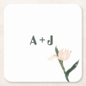 Modren blush pink floral rechteckiger pappuntersetzer (Vorderseite)