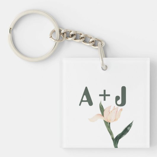 Modren blush pink floral schlüsselanhänger (Vorderseite)