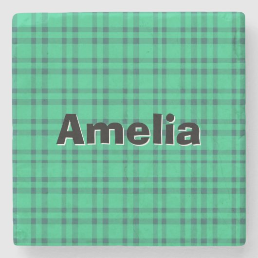 Modren elegant  Green check  Steinuntersetzer (Vorderseite)