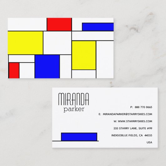 Modrian moderne PrimärfarbVisitenkarte Visitenkarte (Vorne/Hinten)