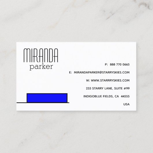 Modrian moderne PrimärfarbVisitenkarte Visitenkarte (Rückseite)