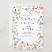 Modrn Rustic Garden Botanische Wildblume Hochzeit Einladung (Vorderseite)