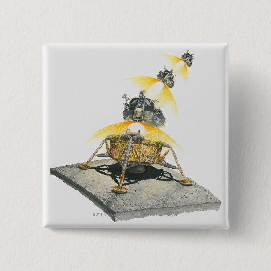 Modul Apollo 11 Eagle, das vom Mond sich entfernt Button (Vorderseite)
