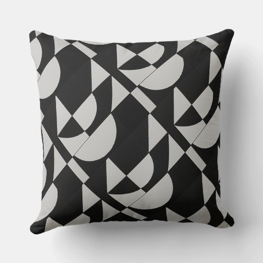 Modular Noir Echo Geometric Black White Cotton Kissen (Rückseite)