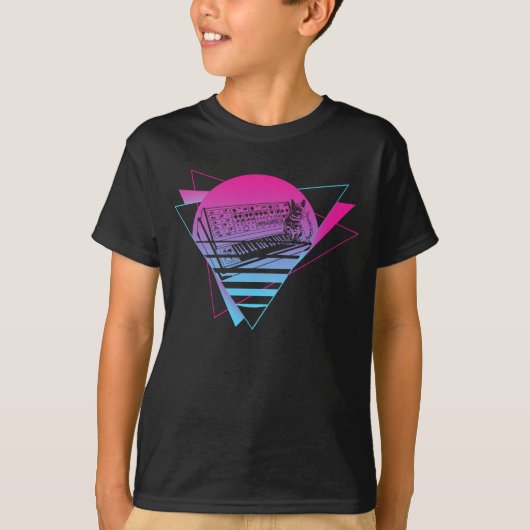 Modulare Synthesizer Analog Vaporwave Techno Cat T-Shirt (Vorderseite)
