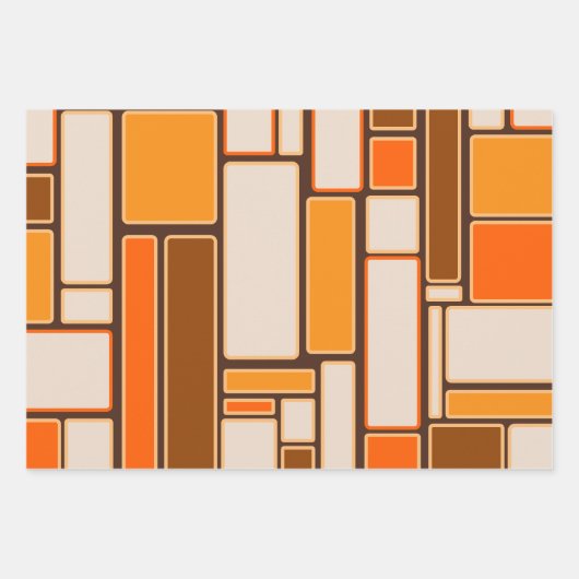 Modulus Retro Geometric Mid Century Moderner 70er Geschenkpapier Set (Vorderseite)
