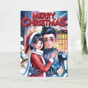 Moe Chatbot Liebe Female + Robot Christmas Feiertagskarte