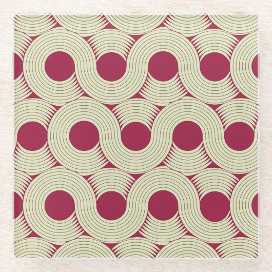 Moebius Streifen: Unendlicher rot-grüner Tile Glasuntersetzer (Vorderseite)