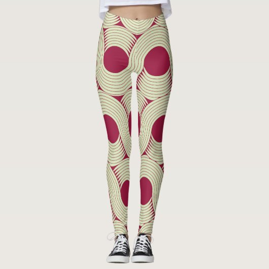 Moebius Streifen: Unendlicher rot-grüner Tile Leggings (Vorderseite)