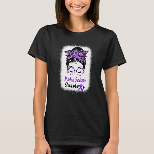 Moebius Syndrome Survivor Messy Bun Moebius Facial T-Shirt (Vorderseite)
