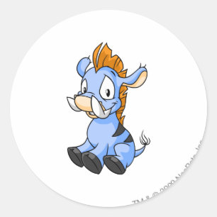 Moehog Blau Runder Aufkleber