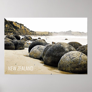 Moeraki Boulders Neuseeland Poster