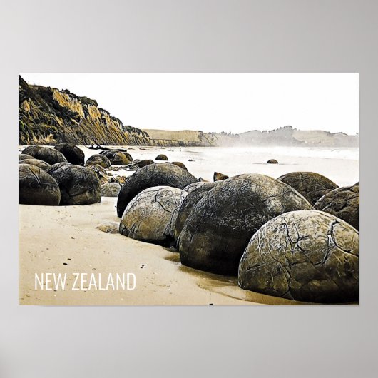 Moeraki Boulders Neuseeland Poster (Vorne)