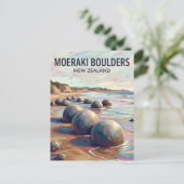 Moeraki-Felsblöcke Neuseeland Postkarte (Stehend Vorderseite)