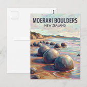 Moeraki-Felsblöcke Neuseeland Postkarte (Vorne/Hinten)