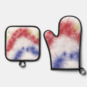 Moes Feuerwerk-Feier Ofenhandschuh & Topflappen-Set (Vorderseite)