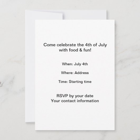 Moe's Happy 4. Juli Einladung (Rückseite)