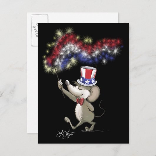 Moe's Happy 4. Juli Night Celebration Postcard Postkarte (Vorne/Hinten)