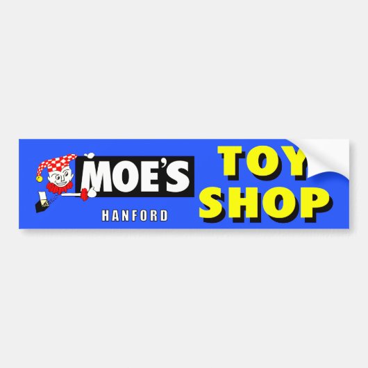 MOE'S TOY SHOP - HANFORD, CALIFORNIA. AUTOAUFKLEBER (Vorne)