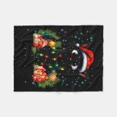 Moewy Christmas Black Cute Cat Santa Hat Xmas Wome Fleecedecke (Vorderseite (Horizontal))
