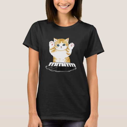 Mofu Sand Cat Piano T-Shirt (Vorderseite)