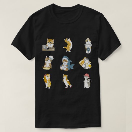 Mofu Sand Niedlich Cat Zeichne Muster und Pack T-Shirt (Design vorne)