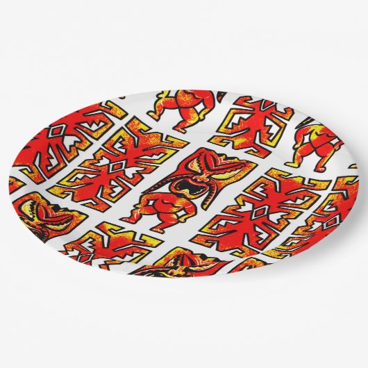 Mog Mog Warrior Tiki Pappteller (Schrägansicht)