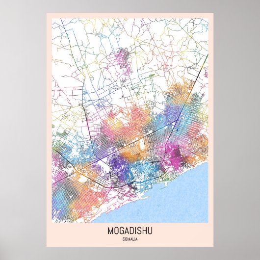 Mogadischu Somalia City Map Poster (Vorne)