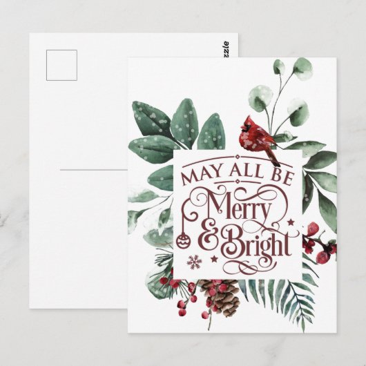 Möge alles Merry & Bright sein Postkarte (Vorne/Hinten)