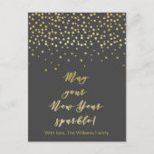 Möge dein Neujahr glühen! Gold Glitzern Postkarte (Vorderseite)