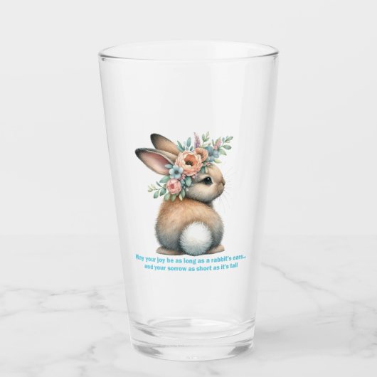Möge deine Freude so lange sein, wie ein Kaninchen Glas (Vorderseite)