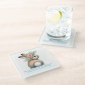 Möge deine Freude so lange sein wie ein Kaninchen Glasuntersetzer (Schrägansicht)