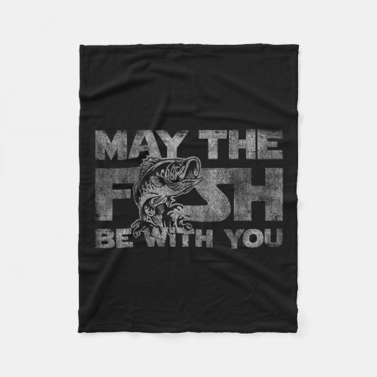 Möge der Fisch mit dir sein Funny Fishing Gif Fleecedecke (Vorderseite)