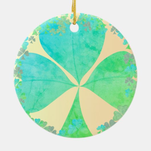 "Möge die Straße aufsteigen..." Kleeblatt Irish Se Keramik Ornament (Hinten)