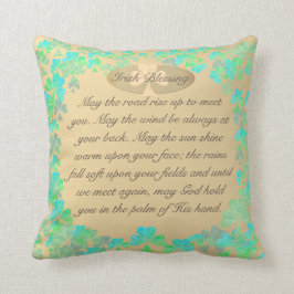 "Möge die Straße aufsteigen..." Shamock & Gold Iri Kissen