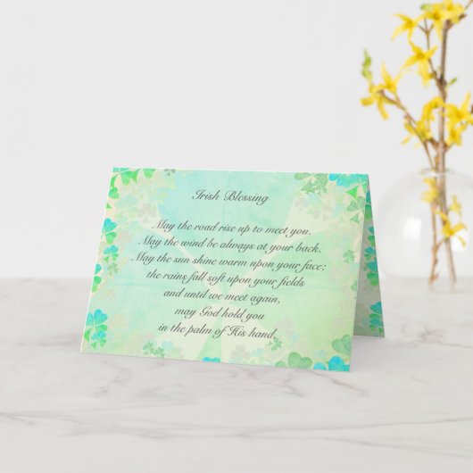 "Möge die Straße steigen..." Irish Sessing Kleebla Karte (Gelbe Blume)