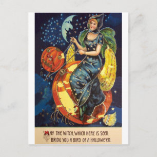 Möge diese Hexe dir einen Halloweenvogel bringen Postkarte