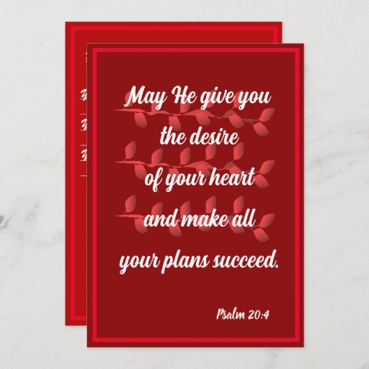 Möge Er Ihnen den Wunsch Ihrer Psalm 20:4 Karte ge (Vorne/Hinten)