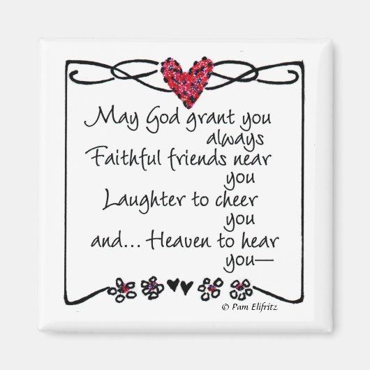 "Möge Gott dir...Sprichwort zeichne rotes Herz Magnet (Vorne)