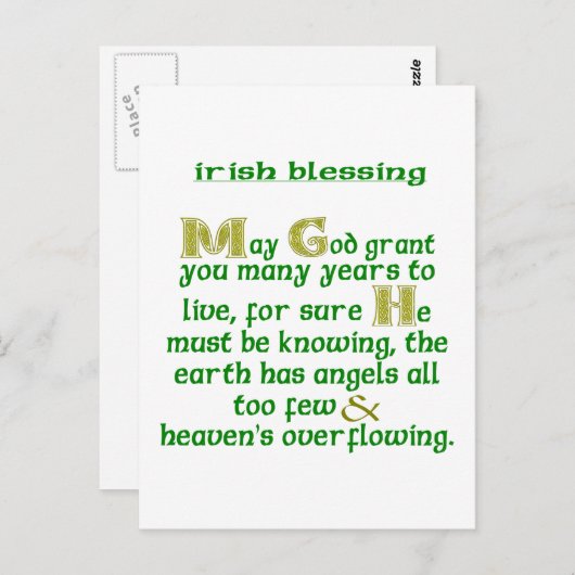 Möge Gott dir viele Jahre geben Postkarte (Vorne/Hinten)