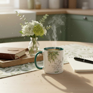 Möge Gott gnädig sein, grüne und goldene Blätter Tasse